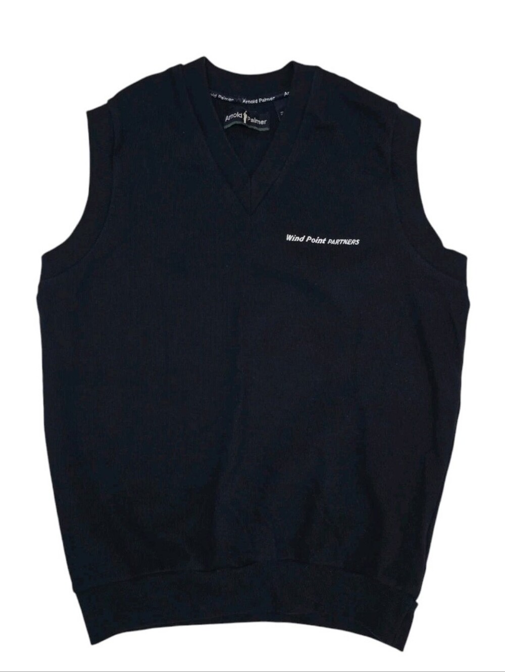 Vintage Arnold Palmer Knit Sweater Vest Navy Blue L Cotton Wind Point 80s Golf